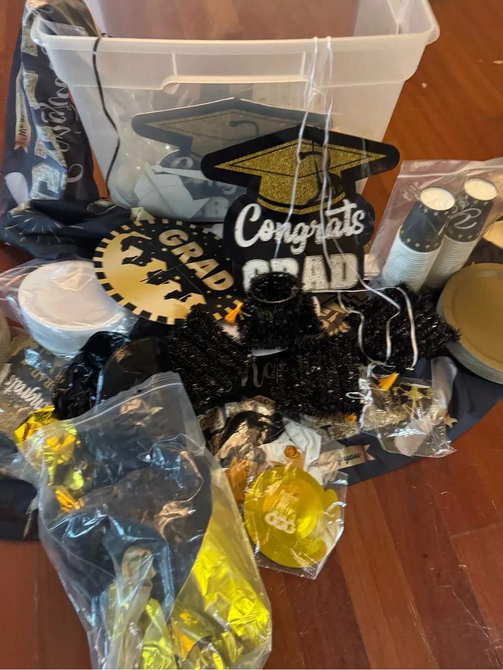 Gold & Black Graduation Party Plates and Decor